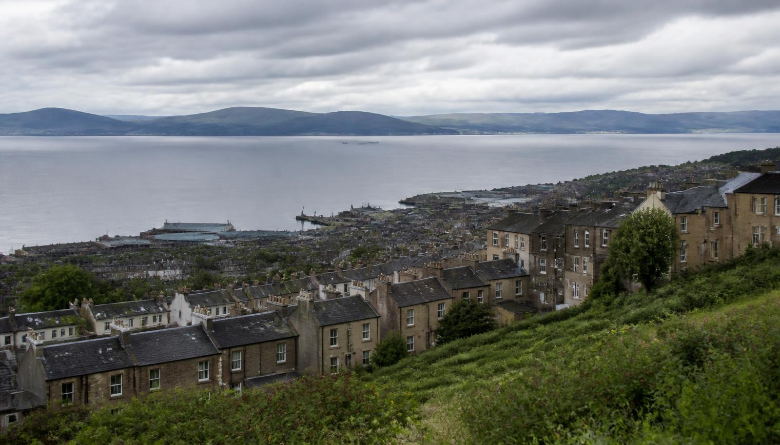 Inverclyde terraced streets above the Firth of Clyde at Greenock